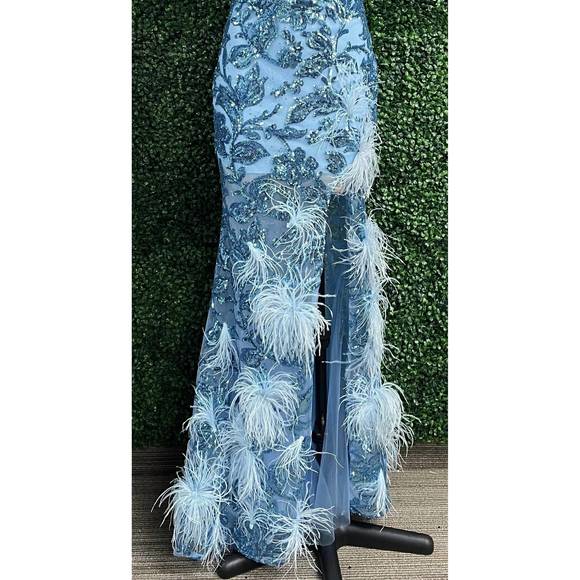 NEW AMARRA v-neck sequin gown in bright blue